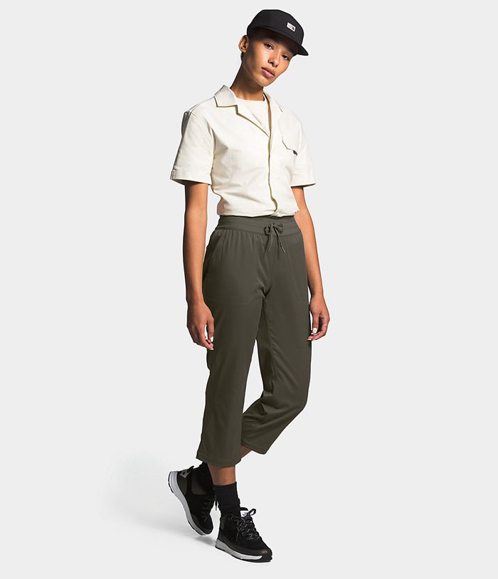 The North Face Pants Aphrodite Motion Capri Olive - Womens - Thailand PXNOW-9260